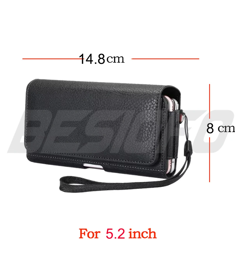 For 5.2inch Чехол для телефона с зажимом для крепления к поясному ремню горизонтальная кобура двойные карманы с магнитной застежкой Талия Чехол Capa Обложка для htc один M7 M8 M9 M10 - Цвет: For 5.2inch