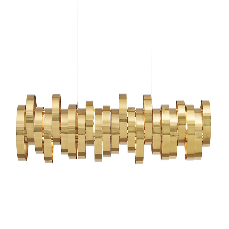 

DX Modern Led Pendant Light Designer'S Lighting Fixture Metal Lamp Living Room Bedroom Circles Twine Luminaire Gold Luster