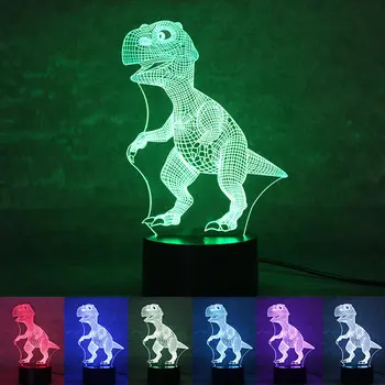 

3D Dinosaur LED Night Light 7 color changable 5V USB Power Child Safety Can be Touched LED lights Birthday Christmas Gift