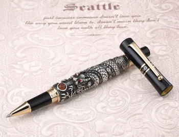 

Jinhao Gold White Silver Half Dragon Carved Half Black Lacquered 0.5mm Rollerball Pen