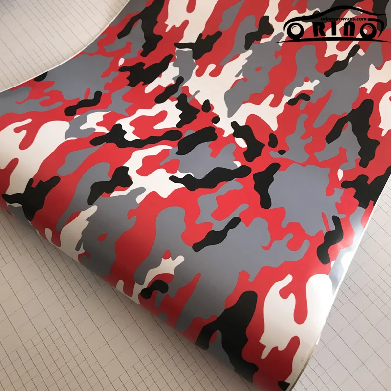 Black White Red Camouflage Vinyl Film Wrap-3
