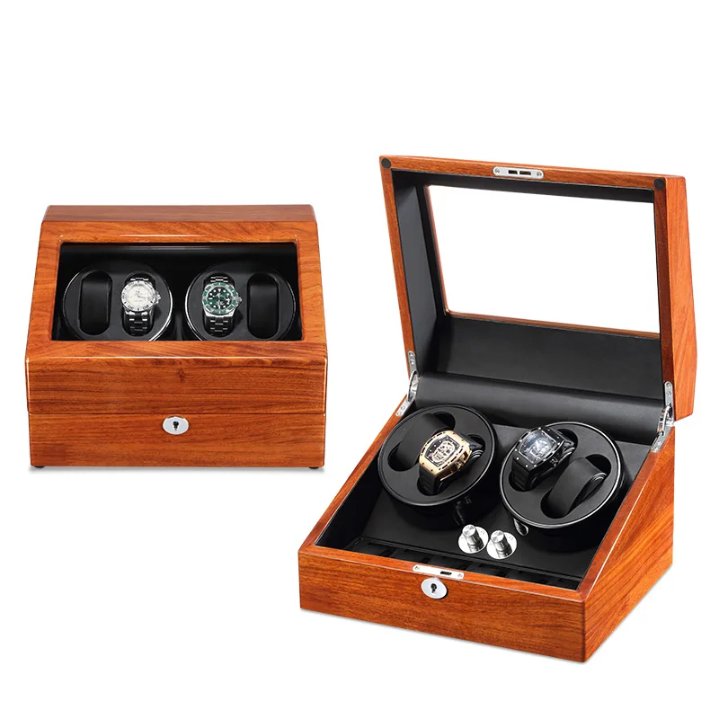 

4+6 exquisite automatic wooden rotating display storage box mabuchi motor watch winder