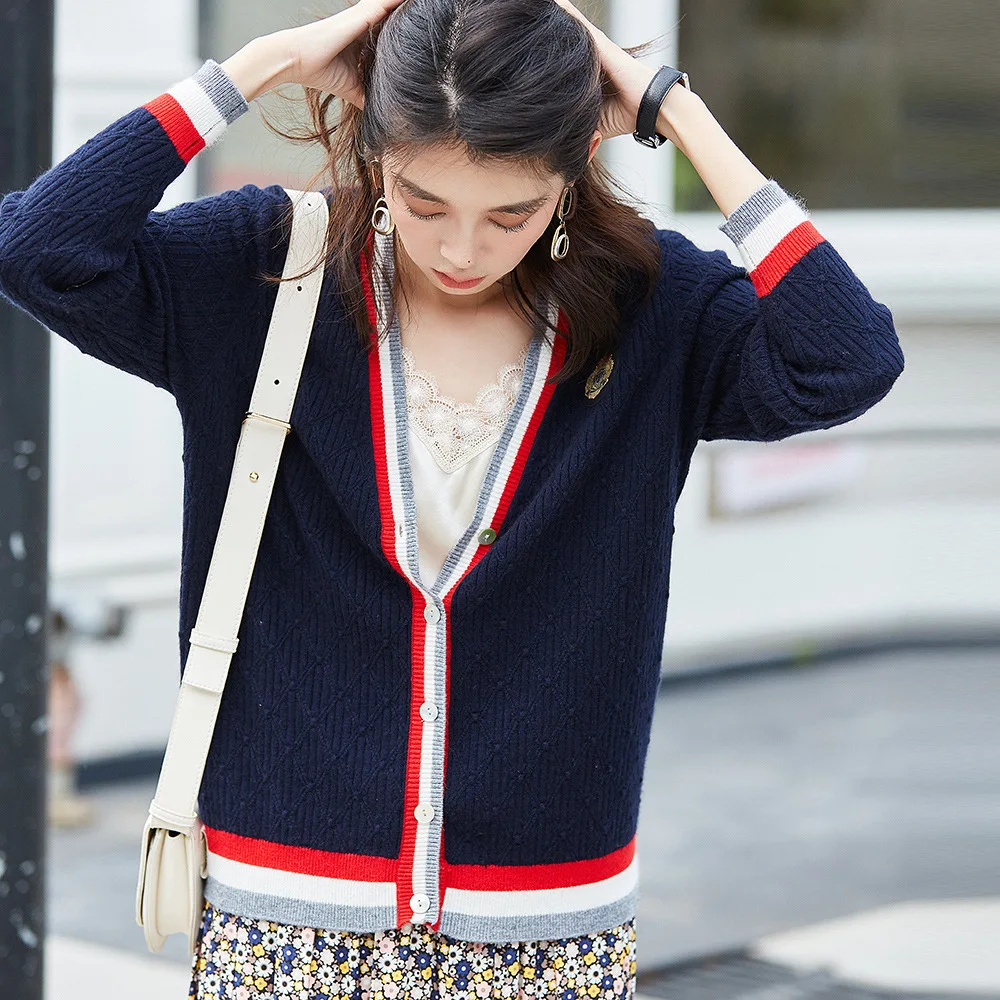 

Cute Korean Sweater Knitted Sweaters Rainbow Cardigans Women Knit Cardigan Runway Luxury Fall Wool Sweaters for Women Clothing