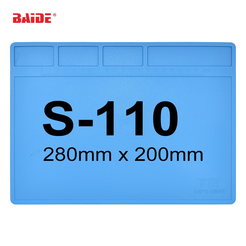 28cm x 20cm Blue Heat Insulated Silicone Pad Repair Mat S-110 Working for BGA Soldering Station Phone 100pcs/lot | Инструменты