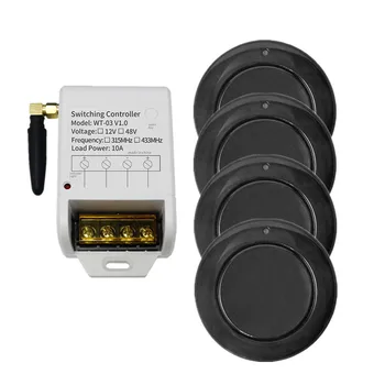 

New DC12V 24V 36V 48V 30A 1CH Wireless Remote Control Switch System Receiver & 4*black wall Panel Sticky Remote