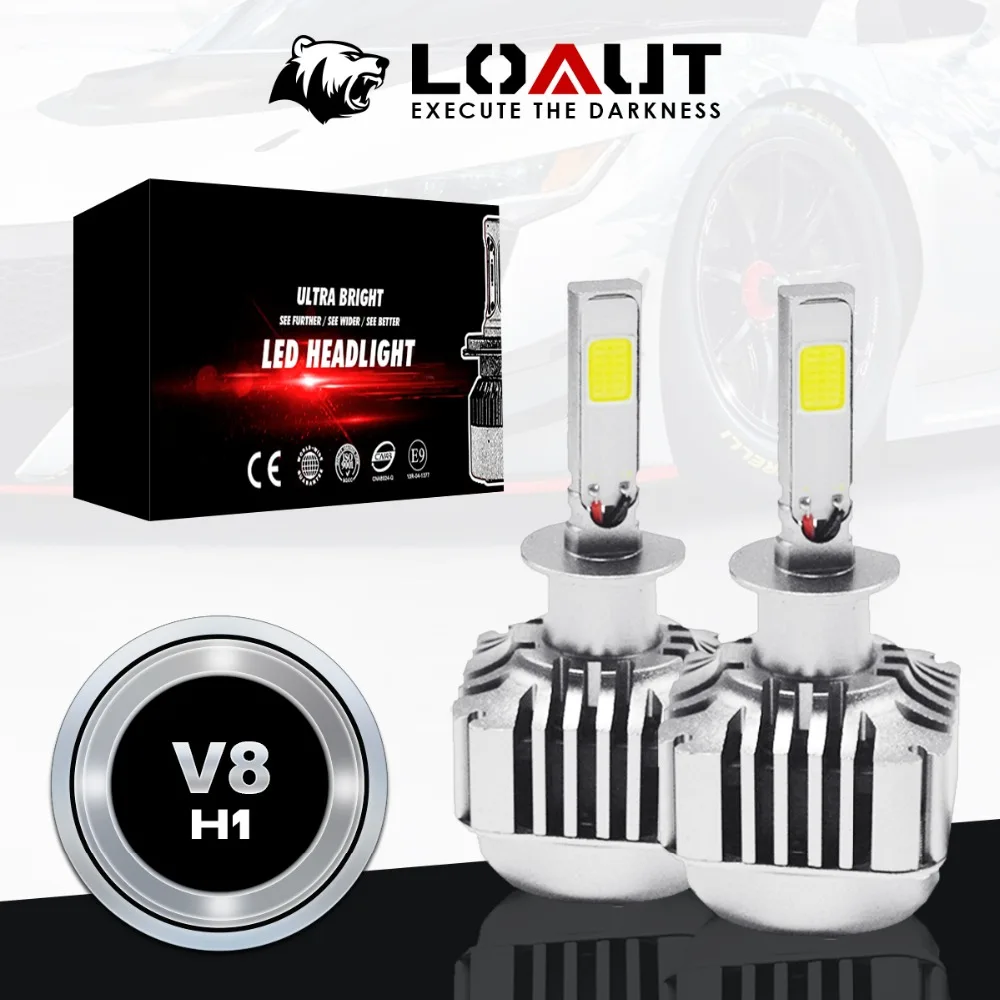 

H1 Car LED Headlight 3 Colors Fog Light LOAUT V8 Bulbs 3000K 6000K 8000K Hi-Lo Beam Fog Driving Lights Bulb car-style Headlamp