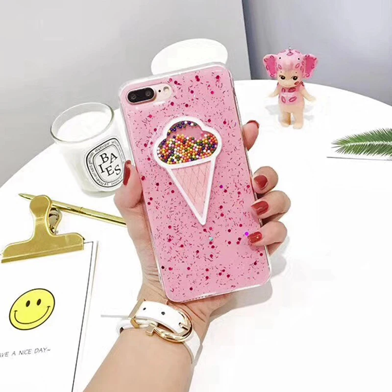 3D Dynamic Ice Cream Phone Case For iphone X Case Fashion Glitter Bling Back Cover Lovely Cartoon Cases For iphone X 10 Capa (16)