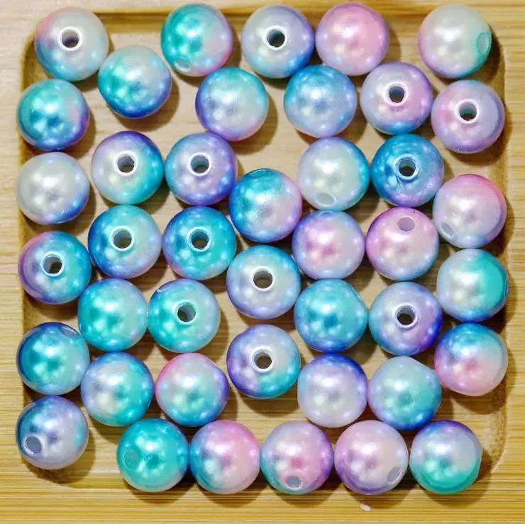 

Rainbow Color 2# Round 4/6/8/10mm ABS Imitation Pearl Beads Hole Loose Beads Diy Jewelry Necklace Making for women 50-500PCS