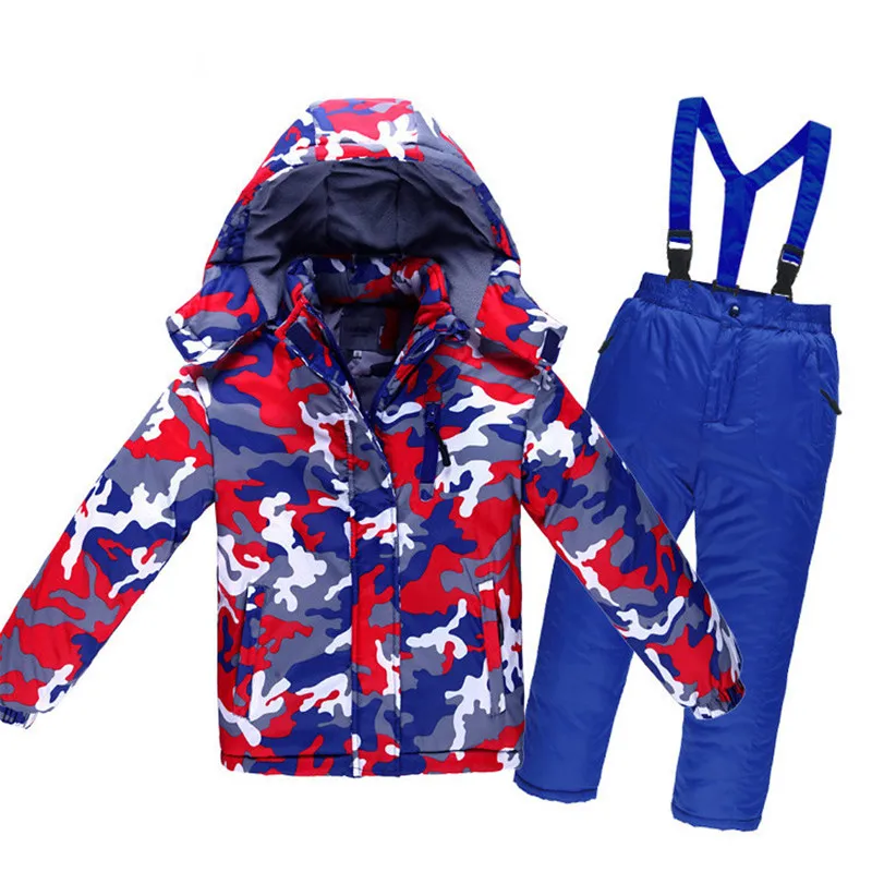 الأطفال الملابس الشتوية مجموعة ماء يندبروف الاطفال التزلج جاكيتات معطف و وزرة اثنين-قطعة بدلة الفتيان الفتيات Snowsuit