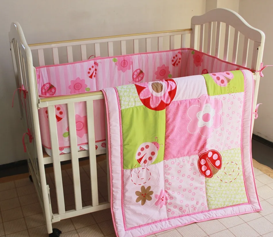 

Promotion! 3pcs embroidered Baby Crib Bedding Set for Girls Boys Cartoon Newborn Baby Bed Linen ,include(bumper+duvet+bed cover)