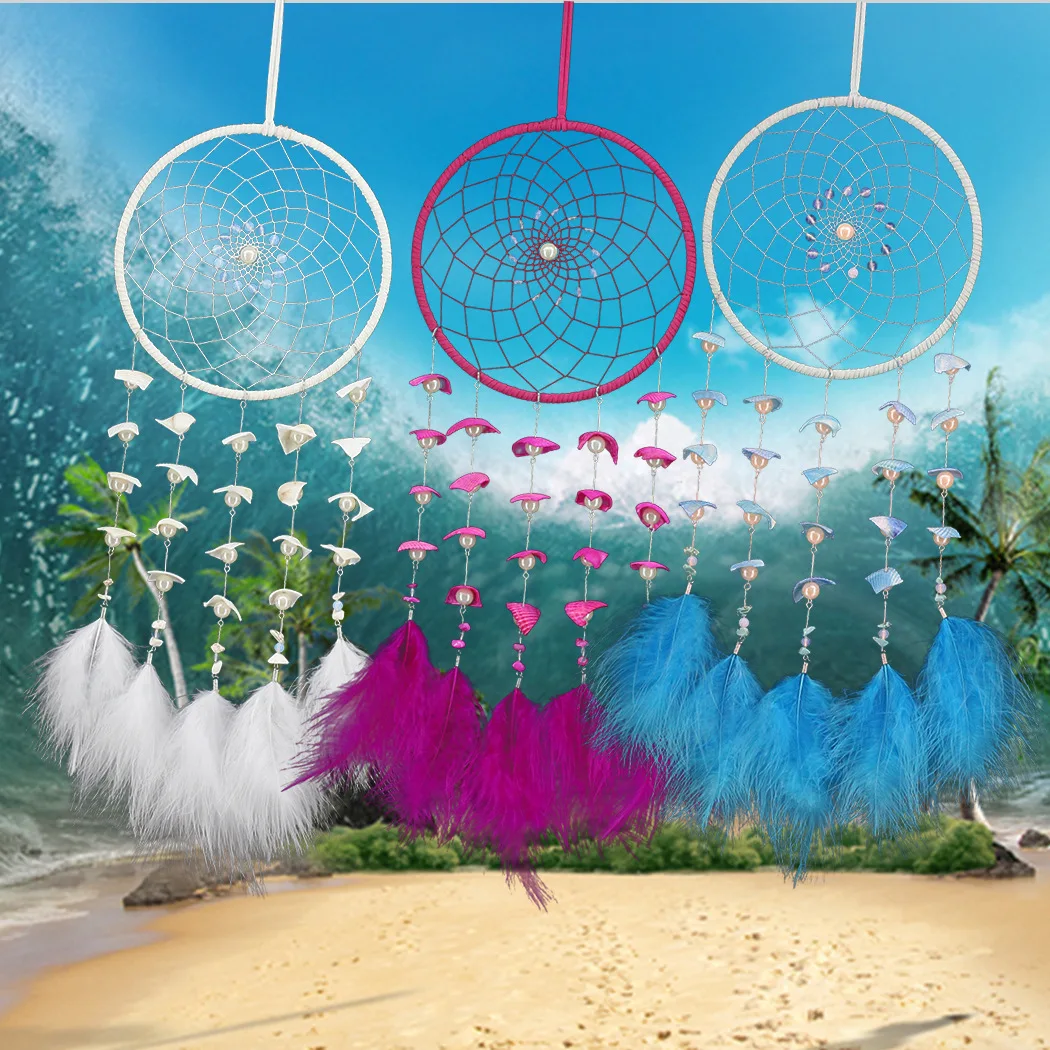 White/Blue/Pink Dreamcatcher Wind Chimes Indian Style Imitation Pearl