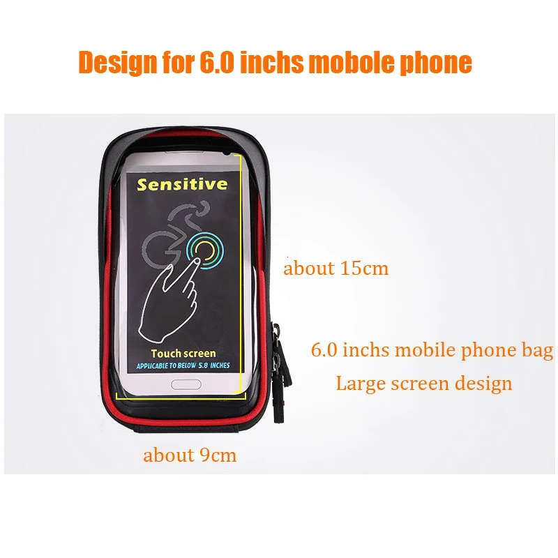 New Bicycle Bag Waterproof MTB Road Bike Bag 6'' Touch Screen Phone Case Cycling Top Frame Handlebar Bag Bike Accessories