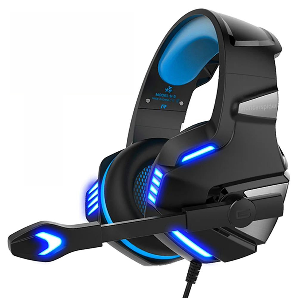 

Hunterspider V3 Over Ear Gaming Headphone with Mic Stereo Surround Noise Reduction LED Lights Volume Control for PS4 Xbox One PC