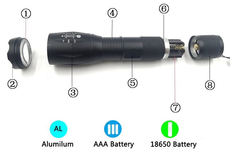 Litwod Z20A100 XM-L2 U3 white& yellow light led flashlight torch lamp aluminum waterproof zoom led portable light lanterna