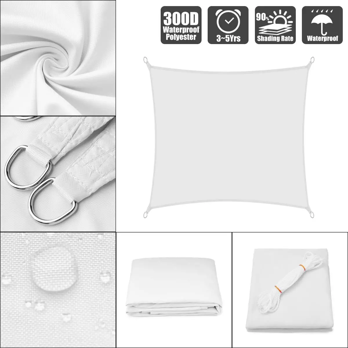 

2x2 3x3 4x4 5x5 square outdoor Waterproof Sunproof Mesh Net Sun Shade Sail UV Protection Awning Sunshade Net Yard Garden Hiking