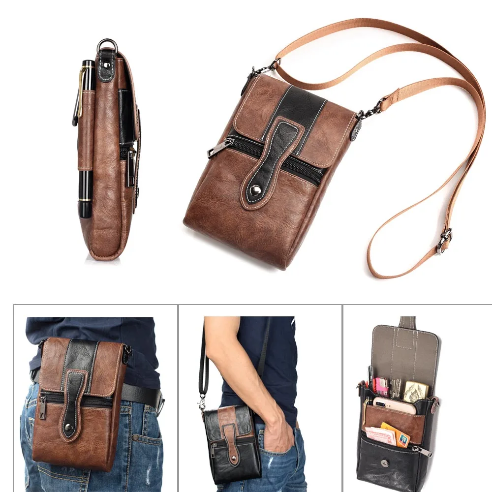 

Fashion Leather Belt Pouch Men Mobile Phone Business Bag Cover Case for iPhone/Samsung/Huawei/Nokia/LG Clip Waist Bag 3.0~6.5''