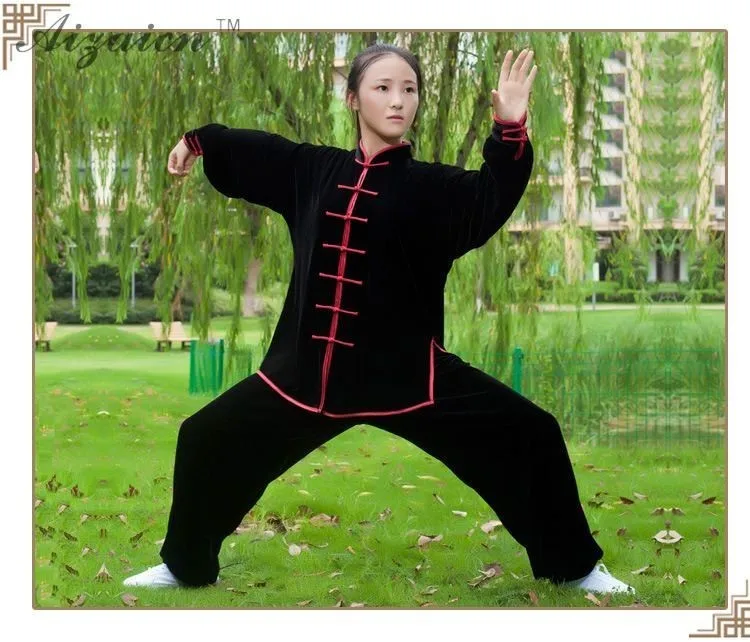 Для мужчин женщин Pleuche Ткань утолщенная теплая Tai Chi Одежда Кунг-фу костюм форма для боевых искусств Taiji ушу зимний костюм для пары