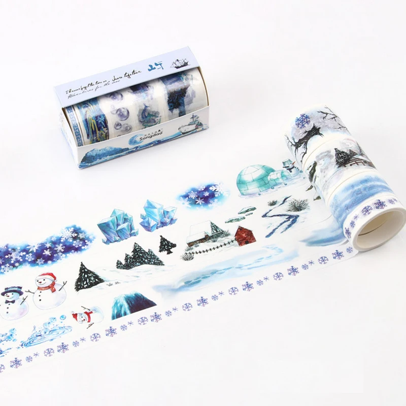 

4 Pcs/Lot Ice World snowman Snow scene washi tape diy decoration for scrapbooking masking tape adhesive tape