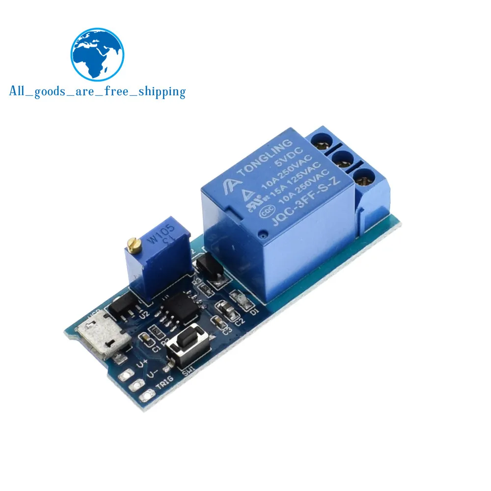 

TZT Smart Electronics 5V-30V Delay Relay Timer Module Trigger Delay Switch Micro USB Power Adjustable Relay Module