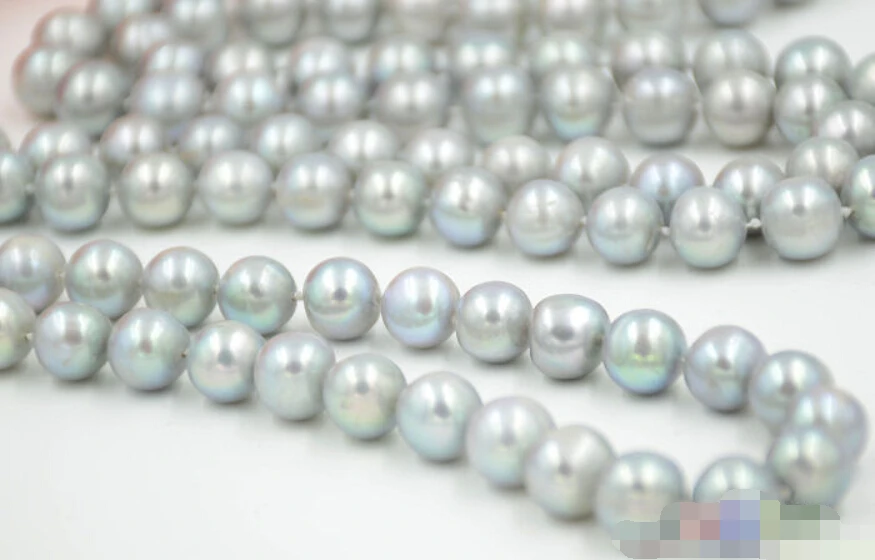 

00179 ROUND GRAY Freshwater cultured PEARL NECKLACE (A0501)