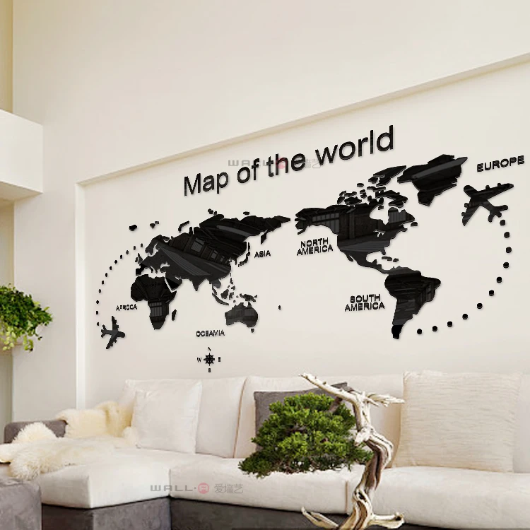 

Wall-A 3D Creative Acrylic World Map Wall Stickers