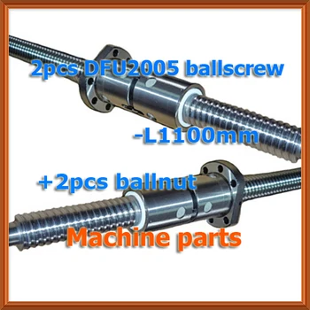 

DIY CNC linear rolled lead ballscrew ball nut set 2pcs DFU2005 ball screw L 1100mm rail + 2pcs double ball nut