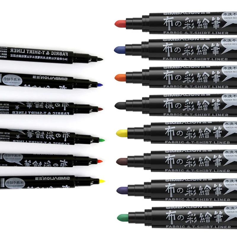 2 FABRIC PENS BLACK INK PERMANENT WATER BASED FABRIC PEN