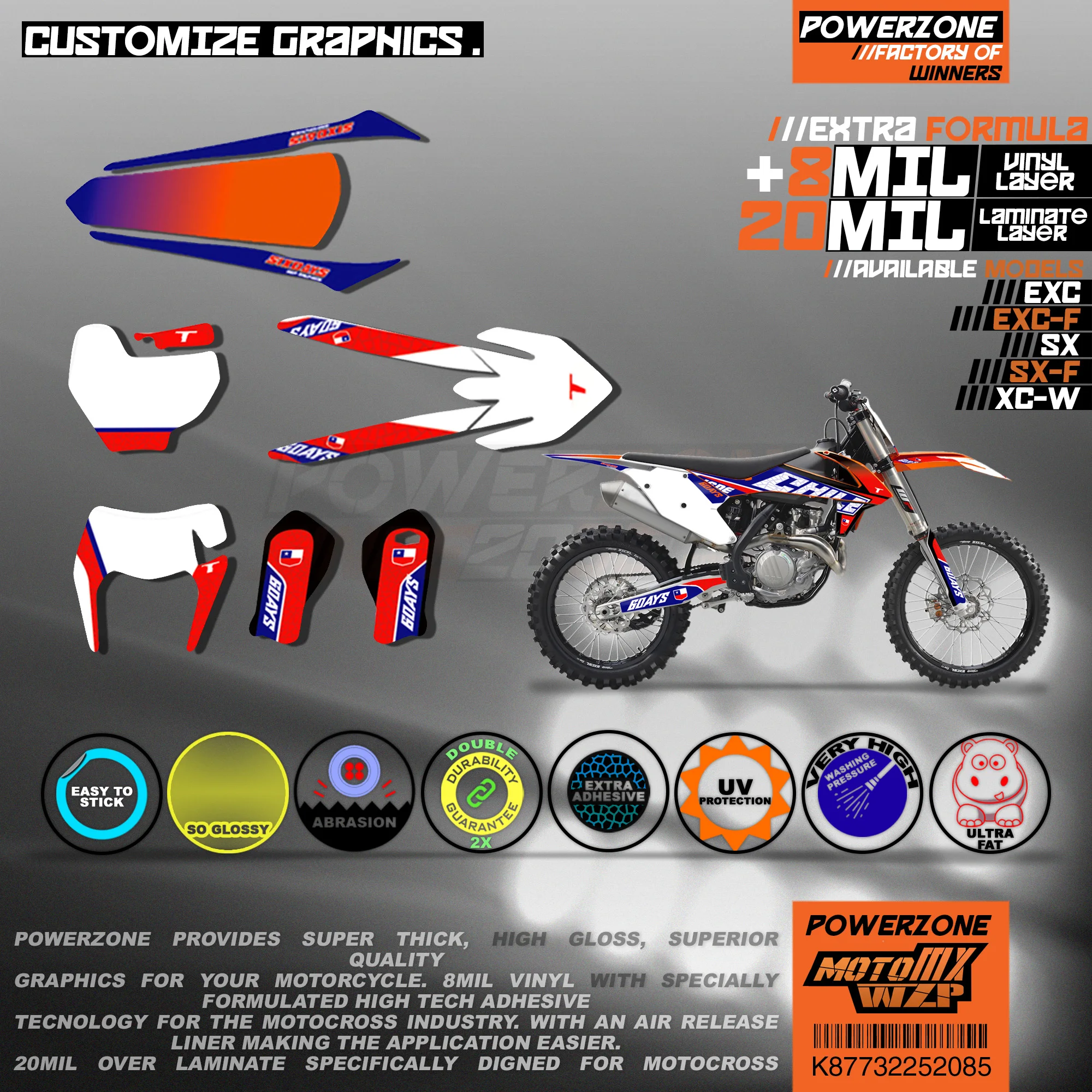 Персонализированные графические фоны PowerZone Team наклейки 3M Набор наклеек для KTM SX SXF