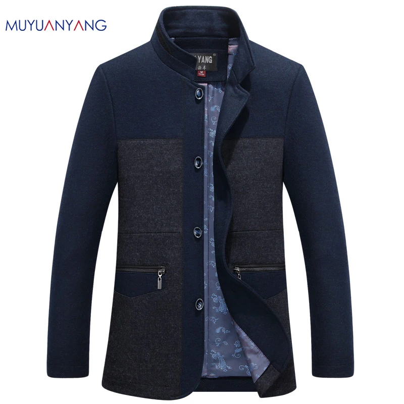 

Mu Yuan Yang Single Breasted Casual Wool & Blends Coats Autumn Winter For Male Wool Overcoat High Quality Men' s Woolen Jackets