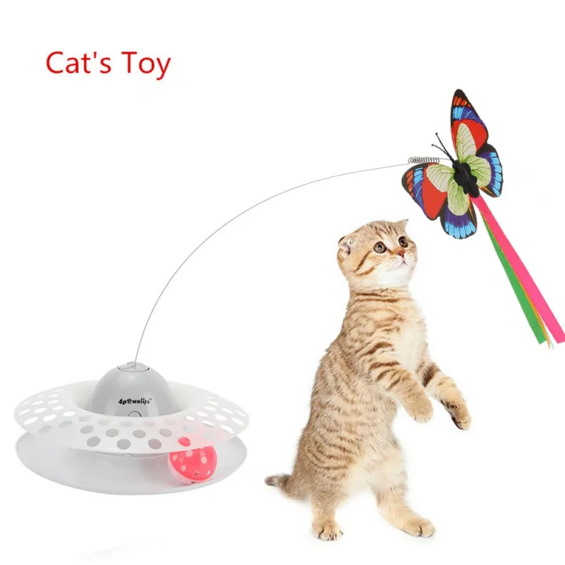 3 في 1 مضحك القط قطعة أثرية القط لعبة الحيوانات الأليفة لعبة تعليمية القرص جرس فراشة يطير التمارين ل القط كيتي