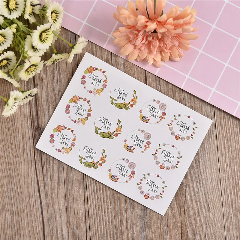 

120pcs 3.5cm Thank You Sealing Sticker Labels Creative Paper Stickers Flower Design Sticker Seals labels For Gifts