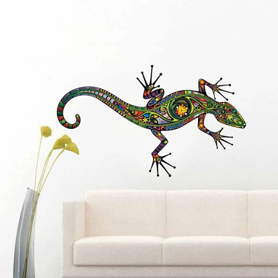 Colorful Lizards Wall Sticker Reptile Animal Decals Interior Decorative
