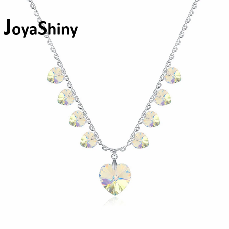 

joyashiny Tassel Crystal Hearts Pendant Necklace For Women Made with Swarovski ELEMENTS for Mother's Day gift Bohemian Jewelry