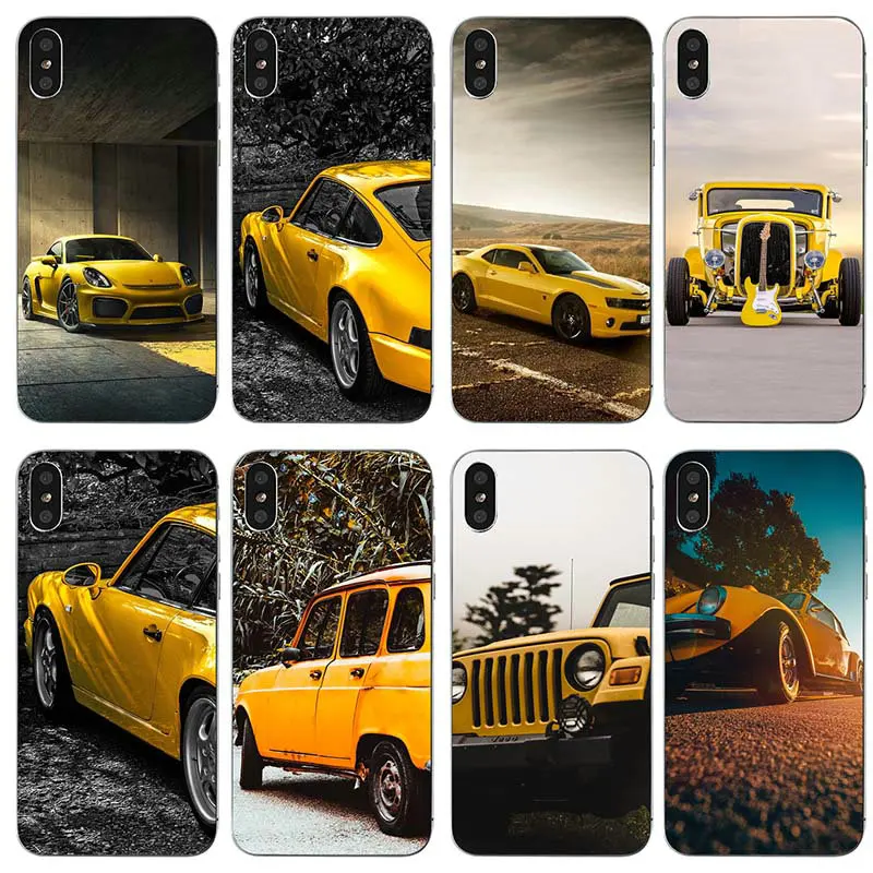 

Soft TPU Silicone Mobile Phone Cases Back Cover for iphone 7 6S 6 8 Plus 5 5S 5C SE X XR XS Max 4 4S Shell Cool Yellow Super Car