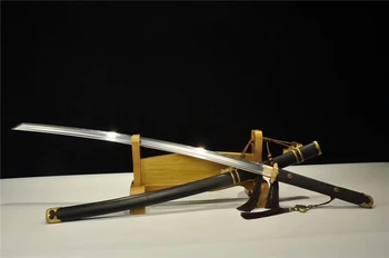 

T10 Clay Tempered Steel Chinese Sword Tang Dynasty Dao Katakirihadukuri Blade Ebony Sheath