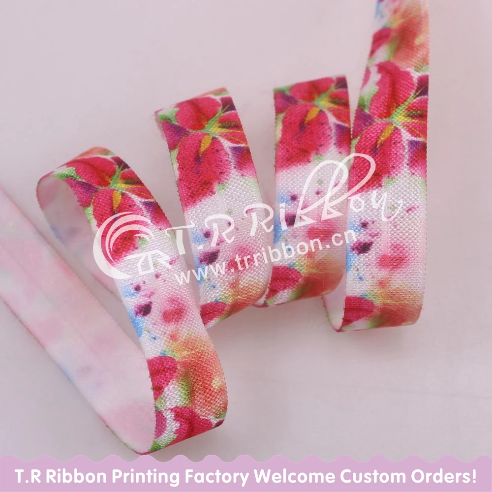 

100yards 5/8" heat transfer flower fold over elastic floral pattern foe elastic