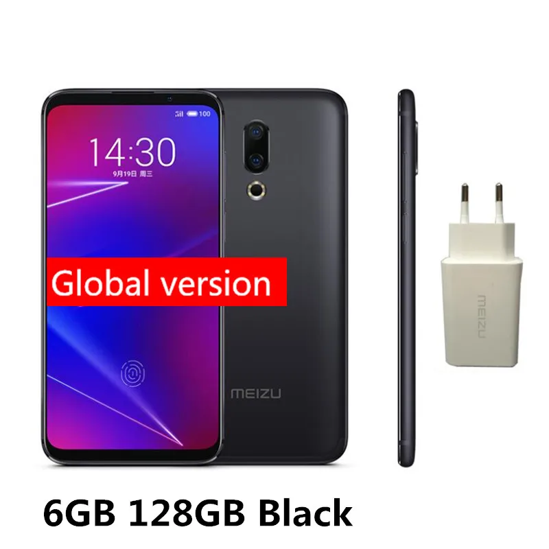 Black Глобальная версия Meizu 16, 16X6 ГБ, 128 ГБ, Смартфон Snapdragon 710, четыре ядра, 6,0 дюйма, 2160x1080, МП, отпечаток пальца, мобильный телефон - Цвет: Black