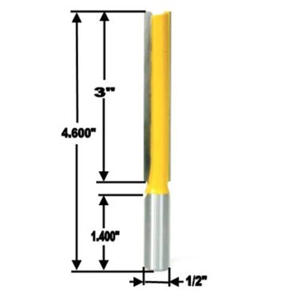 1 Pcs 1/2" Shank 3" Blade Extra Long Straight Router Bit 1/2"W x 3"H