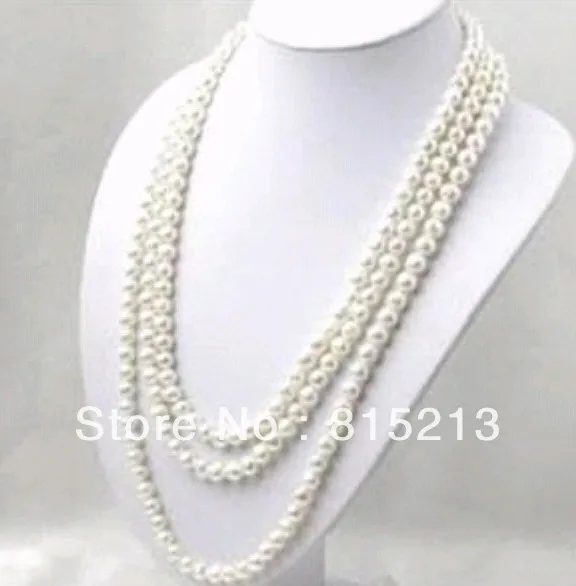 

ddh00139 SUPER LONG 100 INCH 7-8MM WHITE AKOYA CULTURED PEARL NECKLACE