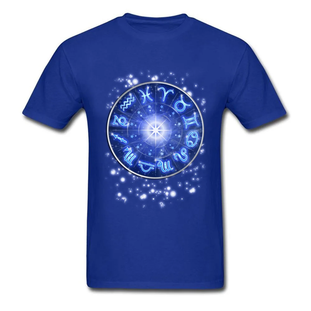 Zodiac Signs Blue Galaxy Circle 100% Cotton Tops Shirts for Men 3D Printed T Shirts New Design Crewneck Sweatshirts Short Sleeve Zodiac Signs Blue Galaxy Circle blue