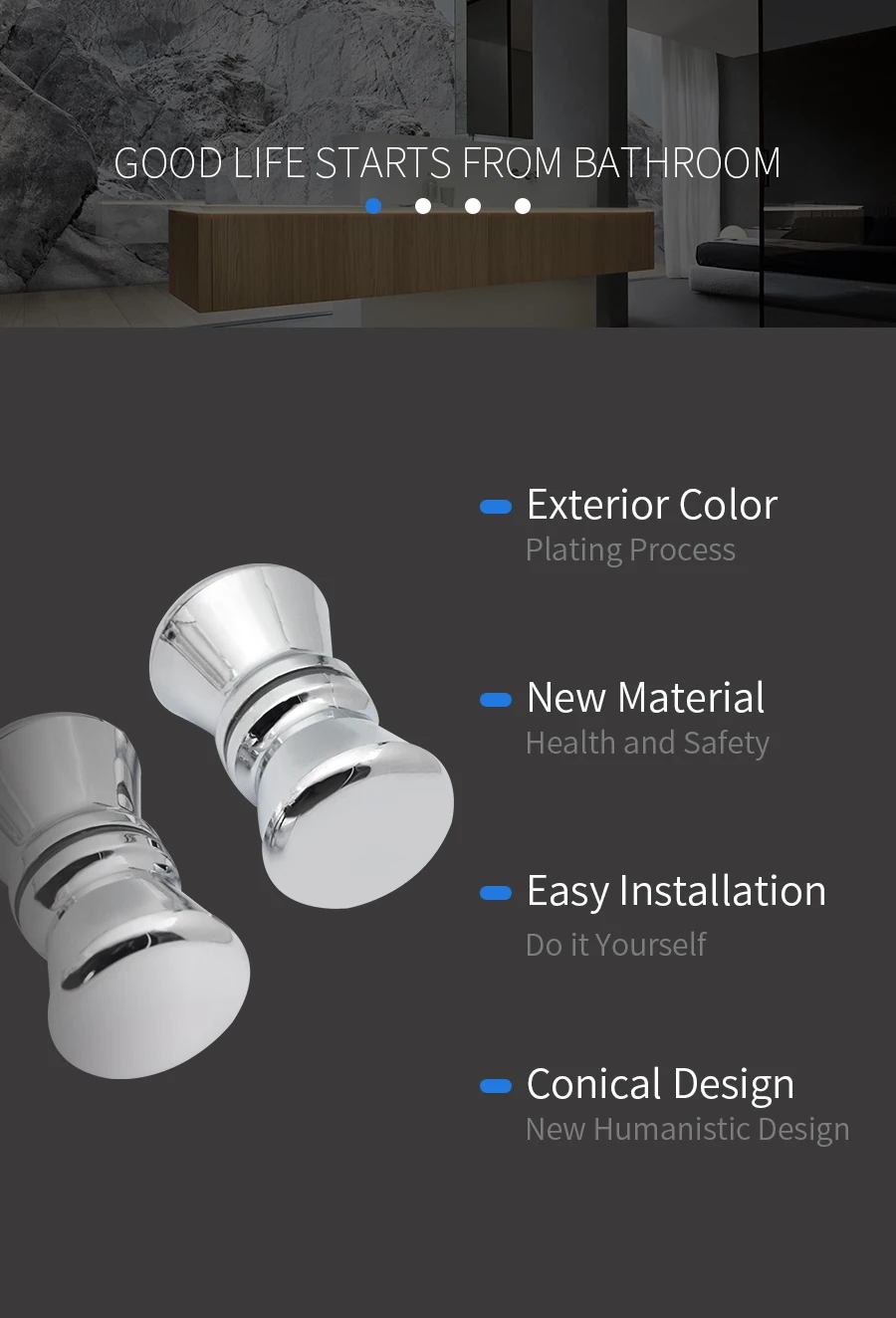 com abertura única de 3.5cm, porta cromada