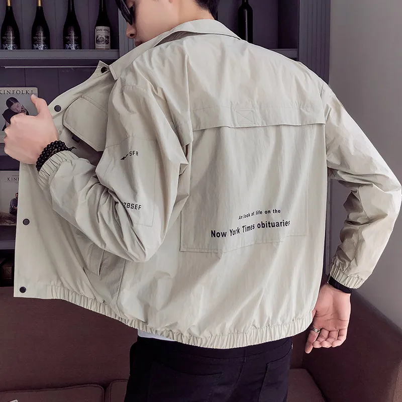 2019 الصيف جديد حار واقية من الشمس الرجال عارضة الأزياء رقيقة مريحة جيب كبير ضئيلة بلون سترة ملابس وقاية من الشمس