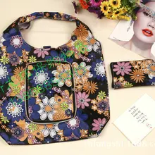 100 шт/лот) Высококачественная многоразовая нейлоновая складная сумка для покупок с цветочным принтом на молнии