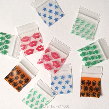 

Printing Reclosable Tiny Baggies 200pcs Micro Mix Desgin Mini Ziplock Bag 18x26mm