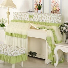 Пылезащитный чехол для фортепиано пасторальный вуаль кружево полный фортепиано пылезащитный чехол для фортепиано двойное сиденье скамейка стул декоративная пограничная крышка