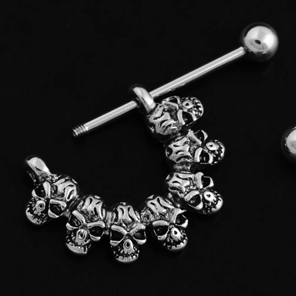 Steel Skull Nipple Rings Shield Nipple Bar Ring Punk Body Jewellery