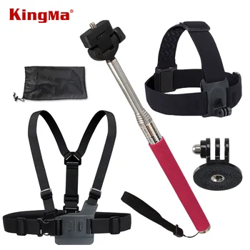 

KingMa 3 in 1 For Gopro Accessories Kit Head Strap Mount + Chest Strap + Tripod Stick with Tripod Mount Adapter Free Shipping