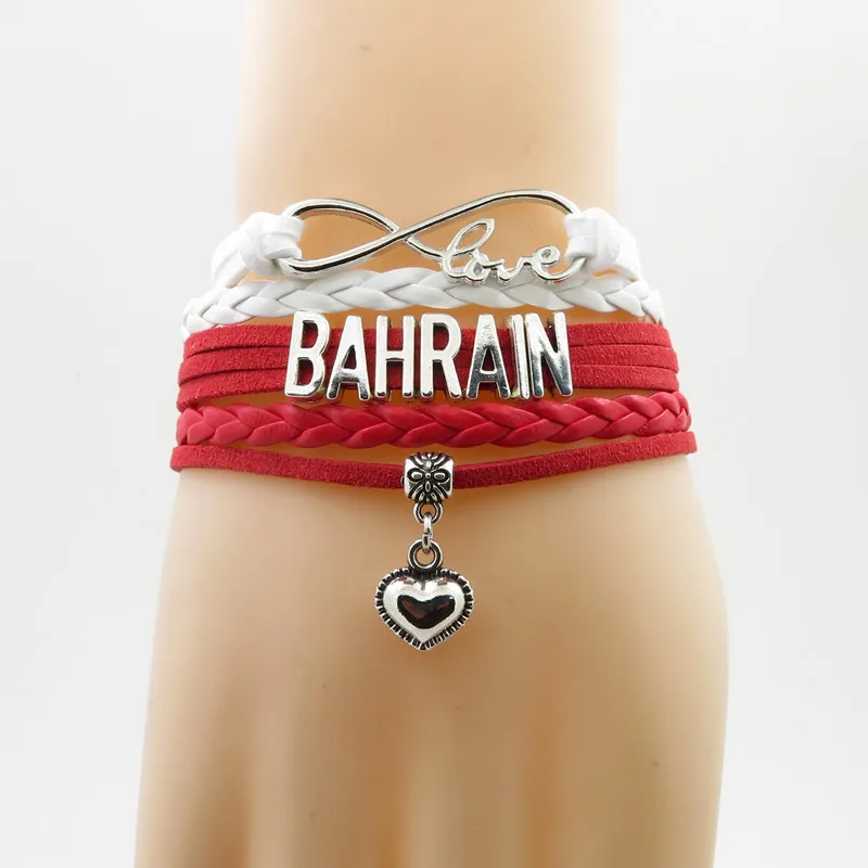 infinity love bahrain National Flag Bracelet heart Charm bahrain flag