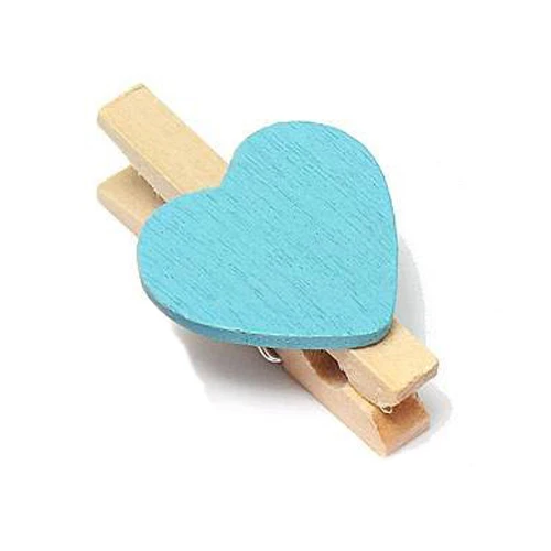 

New 10Pcs Mini Heart Photo Memo Clips Wooden Pegs Crafts Party Favor Hanging