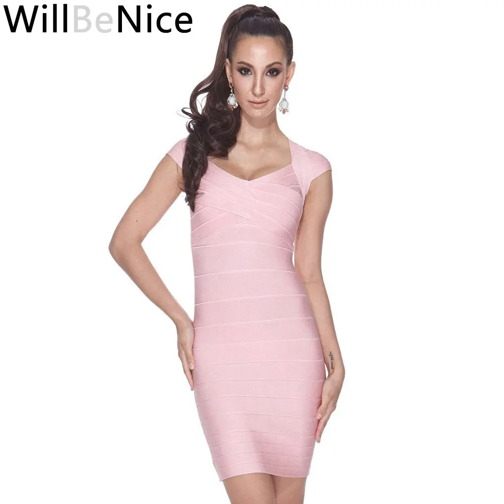 WillBeNice Light Pink 2019 New Sexy Women's Square Neck Celebrity